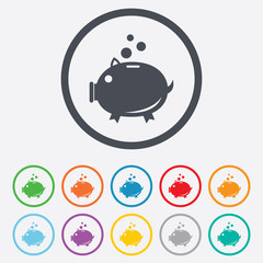 Piggy bank sign icon. Moneybox symbol.