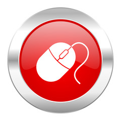 mouse red circle chrome web icon isolated