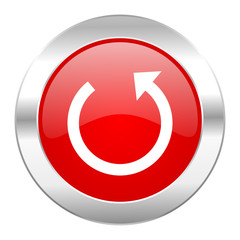 rotate red circle chrome web icon isolated