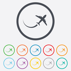 Obraz premium Airplane sign icon. Travel trip symbol.
