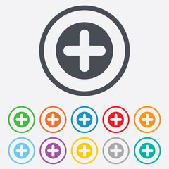 Plus sign icon. Positive symbol.