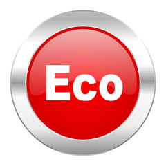 eco red circle chrome web icon isolated
