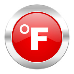 fahrenheit red circle chrome web icon isolated