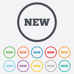 New sign icon. New arrival button.