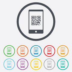 Qr code sign icon. Scan code symbol.