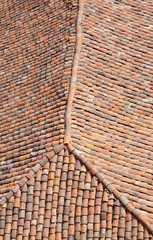 Old roof with colorful ceramic