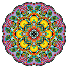 Circle lace ornament, round ornamental geometric doily pattern