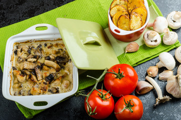Baked chicken with mushrooms and cream