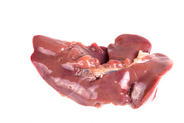 Fresh chiken liver isolated on a white background