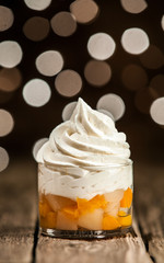 Frozen Yogurt Above Mango Slices on Glass Bowl