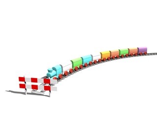 Fototapeta na wymiar Eindpunt bereikt - bestemming van speelgoed trein