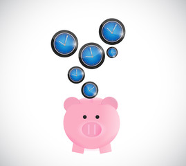 piggy bank saving time concept