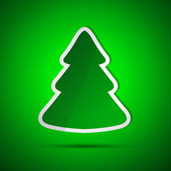 Merry Christmas card with simple green tree, vector illustration