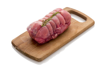 roast of veal with rosemary in white background
