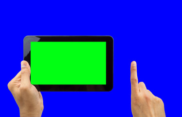 digital tablet with chroma key blue and green