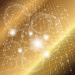 Abstract golden grid circle light background