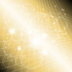 Abstract golden grid circle light background