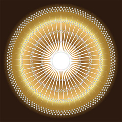 Abstract rays circular dark yellow, brown background