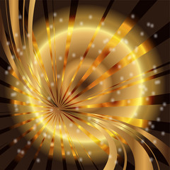 Abstract star dots golden rays background