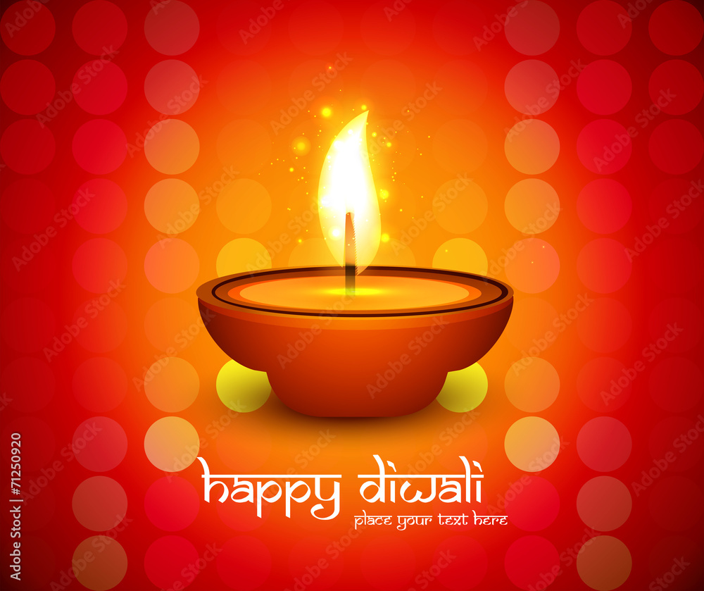 Sticker beautiful happy diwali diya colorful hindu festival shiny backgr