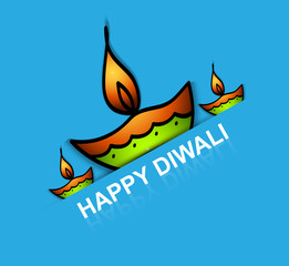 Beautiful Diwali diya art creative colorful background vector