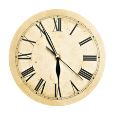 Old Clock Isolated on white . old vintage clock face