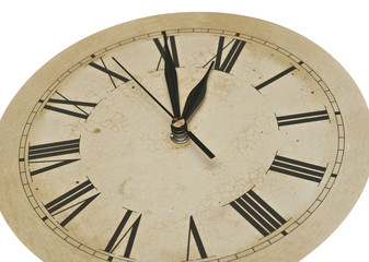 Fototapeta na wymiar Old Clock Isolated on white . old vintage clock face