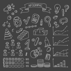 Business and finance hand drawn infographic design elements.