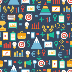 Seamless pattern of flat colorful business and finance