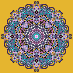 Circle lace ornament, round ornamental geometric doily pattern