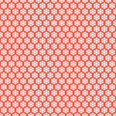 Red seamless snowflakes pattern. Vector snow background.