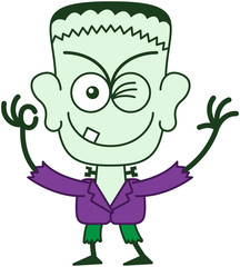 Halloween Frankenstein smiling and winking