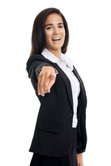 pointing businesswoman