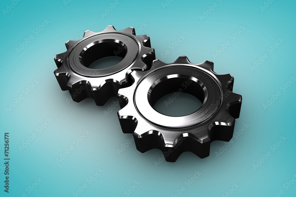 Poster composite image of metal cog and wheel connecting