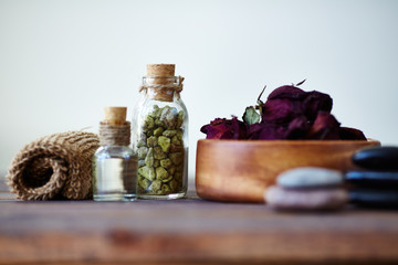 Fototapeta na wymiar Objects for aromatherapy