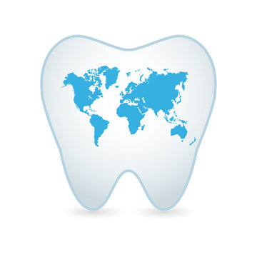 Tooth icon with a world map