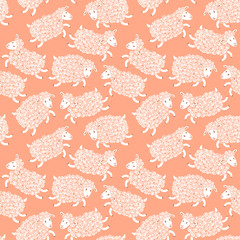 Seamless pattern with cute sheep.