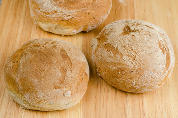 handmade bread, homemade, close-up on wood