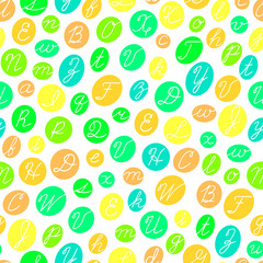 Seamless pattern with English cursive letters.