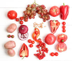 Fresh organic vegetables on wooden table, close up