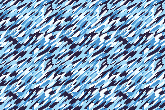 Camouflage Winter Snow White Blue Background