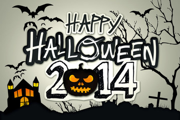 Happy Halloween 2014 Black Pumpkin Night Graveyard