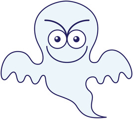 Halloween ghost staring at you and smiling mischievously