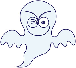 Halloween ghost smiling and winking mischievously
