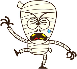 Cute Halloween mummy crying and sobbing