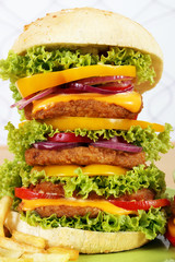 big hamburger closeup fast food