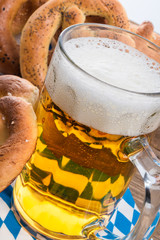 homemade pretzels and beer