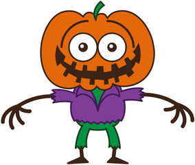 Funny Halloween scarecrow grinning while feeling embarrassed