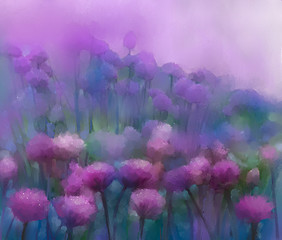 Lila Zwiebelblumen-Ölgemälde © nongkran_ch