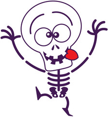 Cute Halloween skeleton making funny faces